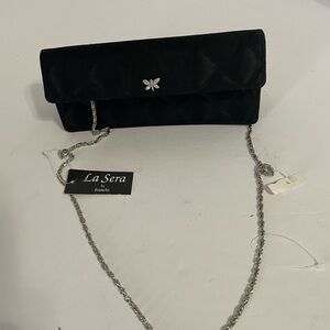 La Sera by Franchi Black Satin Quilted Handbag